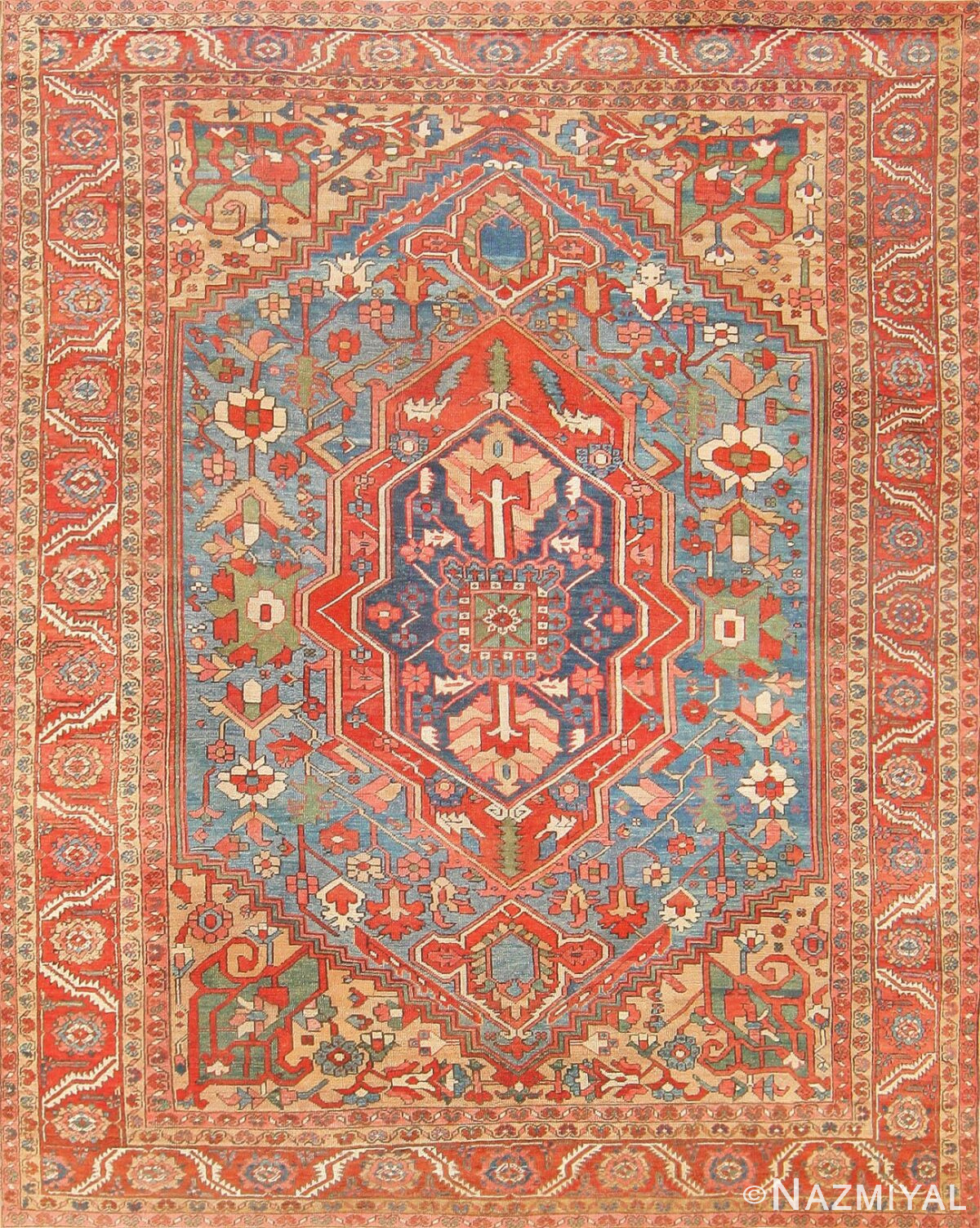Antique Heriz Serapi Rug 46976 Detail/Large View
