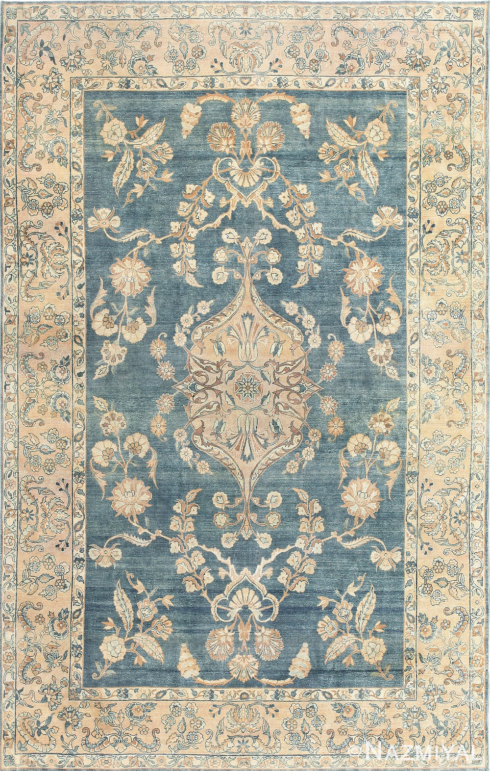 Beautiful Antique Light Blue Persian Kerman Rug 47311 Detail/Large View