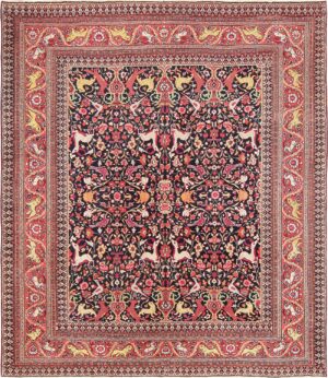 Animal Motif Antique Persian Khorassan Rug 47605 Nazmiyal