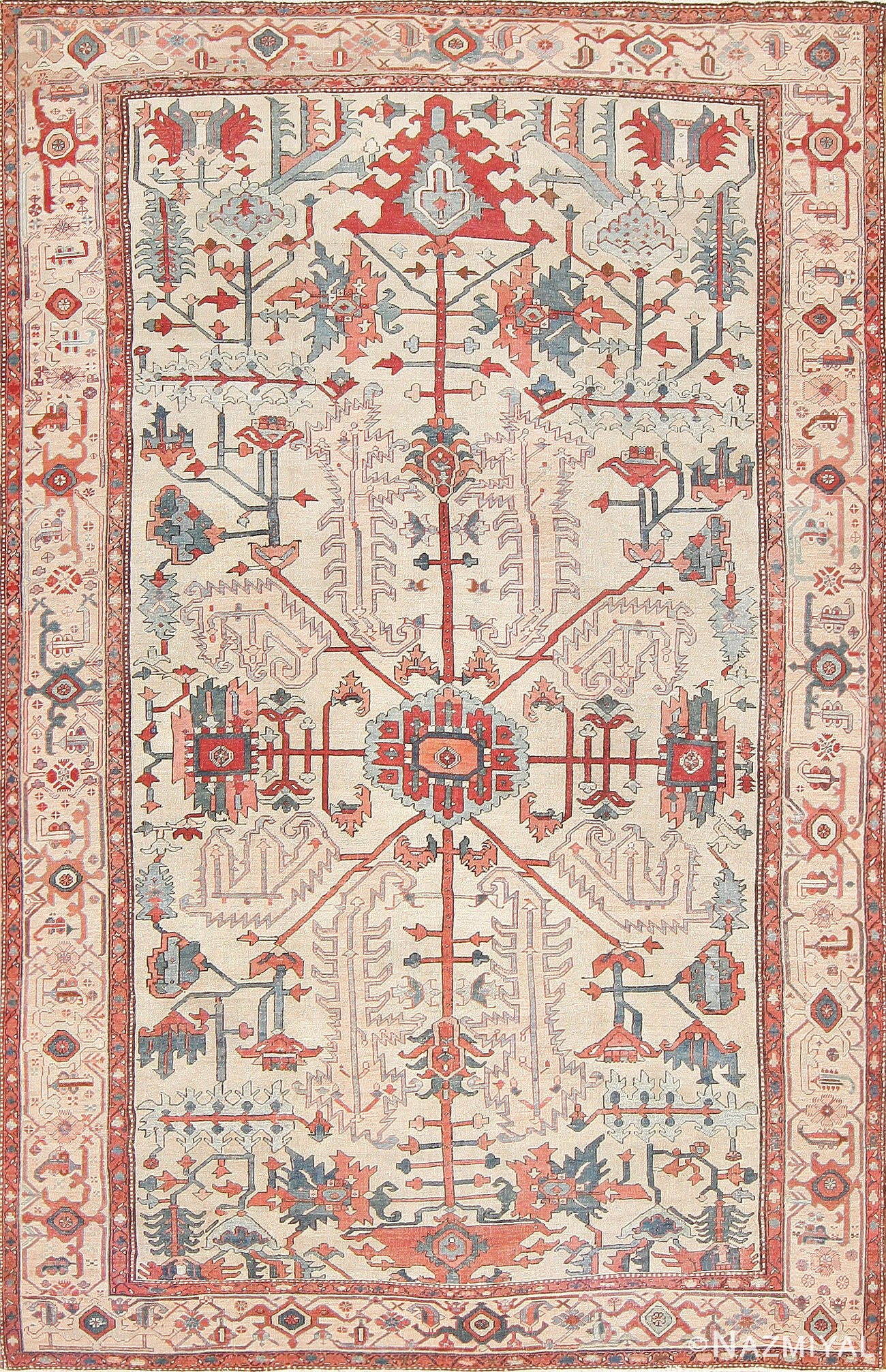 Antique Ivory Background All Over Design Serapi Rug 47435 Detail/Large View