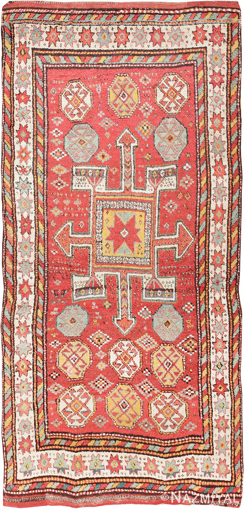 Antique Tribal Caucasian Kazak Rug 47655 Nazmiyal