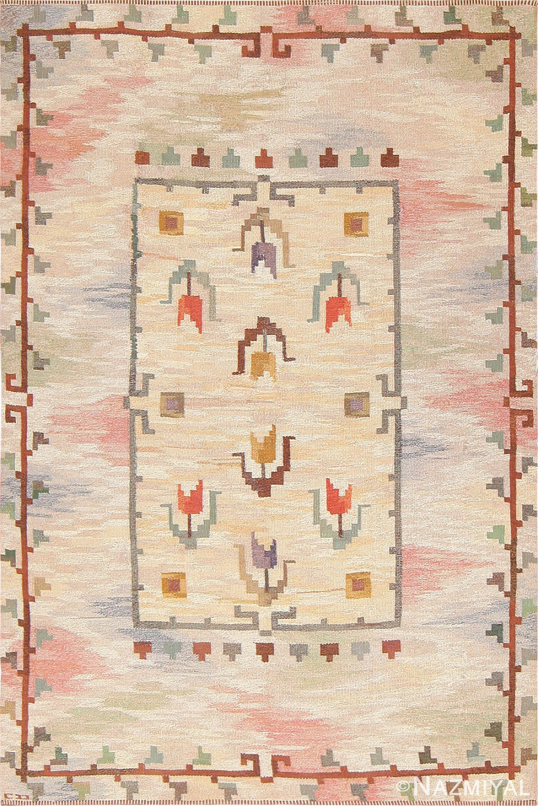 Mid Century Swedish Kilim 46857 Detail/Large View