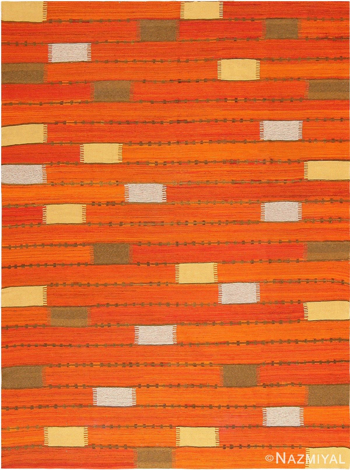 Vintage Swedish Kilim 47615 Nazmiyal Antique Rugs