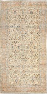 Oversize Ivory Persian Antique Kerman Rug 47527 Nazmiyal Antique Rugs