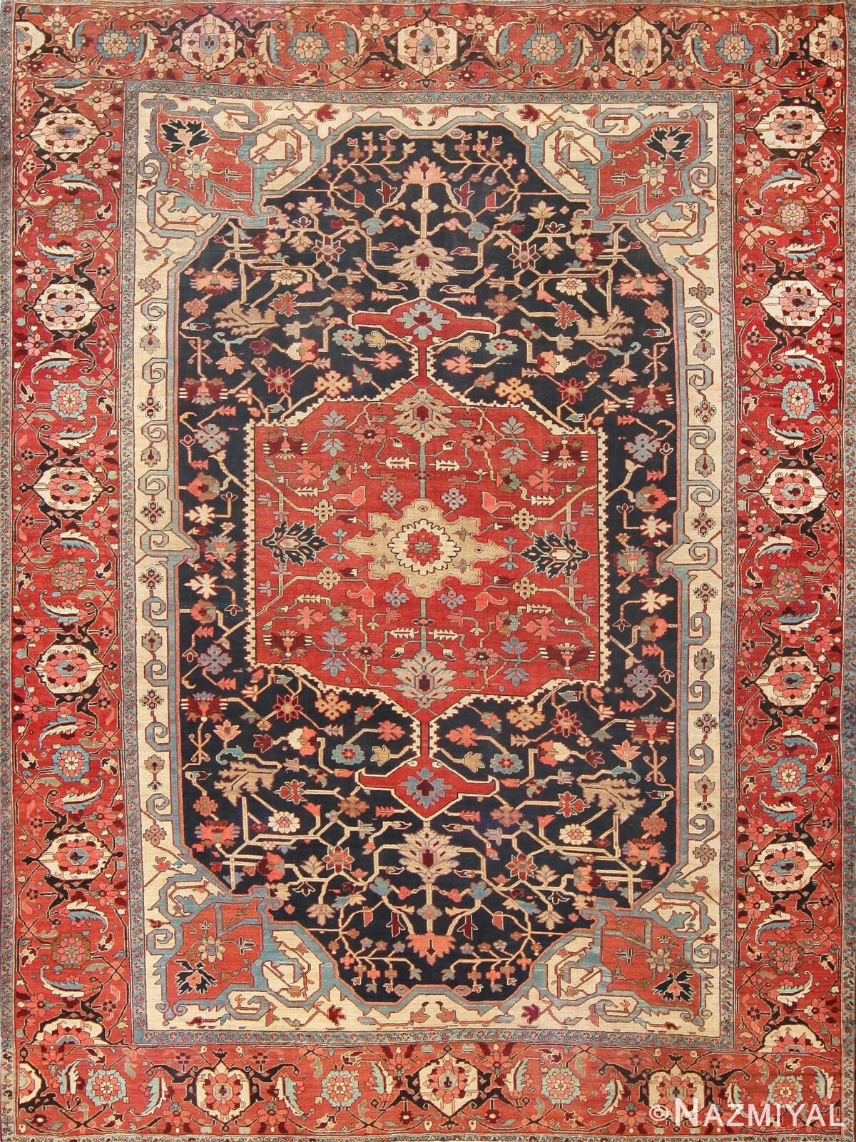 Antique Heriz Serapi Rug Provenance: Dustin Hoffman NYC 47612 Nazmiyal