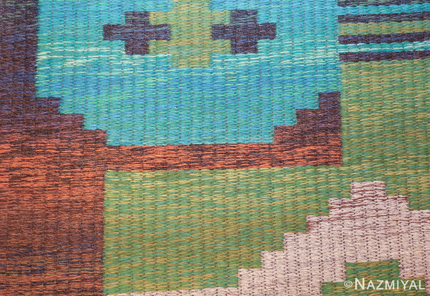 vintage double sided scandinavian rug 47679 colors Nazmiyal