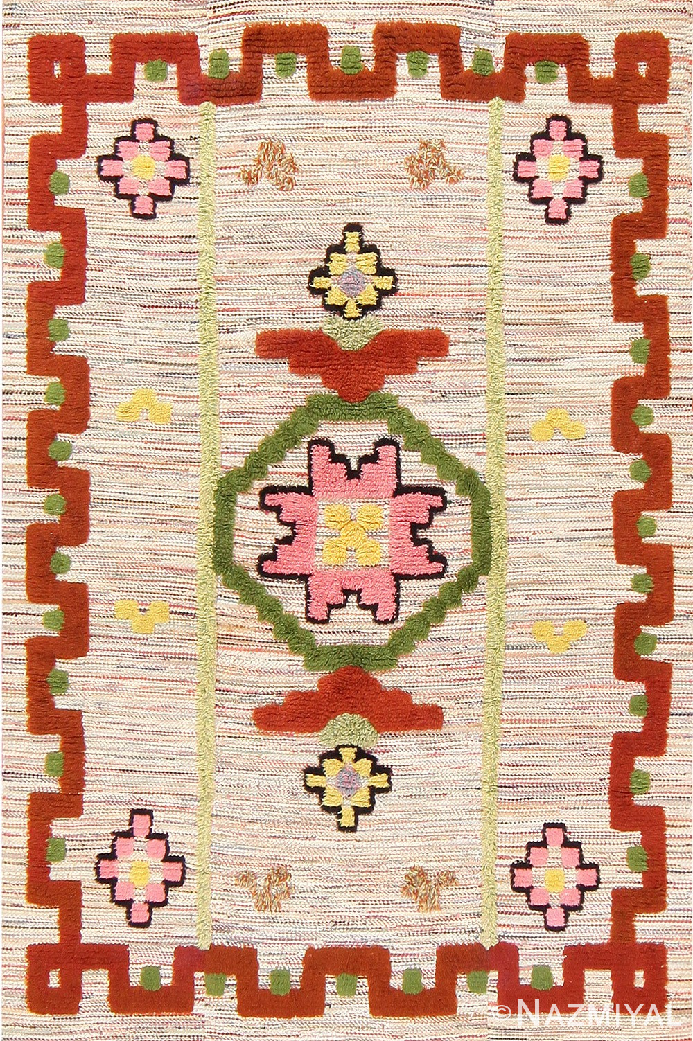 Vintage Swedish Embossed Rug 47682