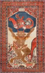 Antique Persian Mythological Sarouk Farahan Rug 47606 Nazmiyal