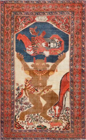 Antique Persian Mythological Sarouk Farahan Rug 47606 Nazmiyal