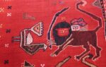 antique persian qashqai horse cover 47878 red lion Nazmiyal