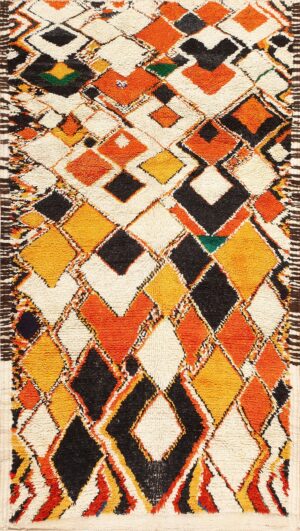 Colorful and Primitive Vintage Moroccan Rug 47936 Detail/Large View