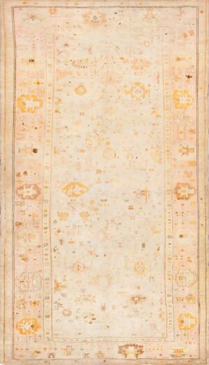 Large Breathtaking Antique Ivory Oushak Rug 47874 Detail/Large View