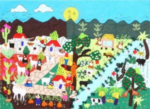Vintage Peruvian Tapestry by Arpillera 47868 Detail/Large View