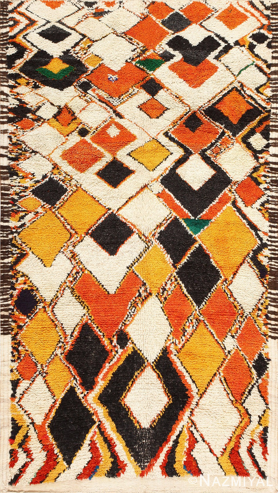Colorful and Primitive Vintage Moroccan Rug 47936 Detail/Large View