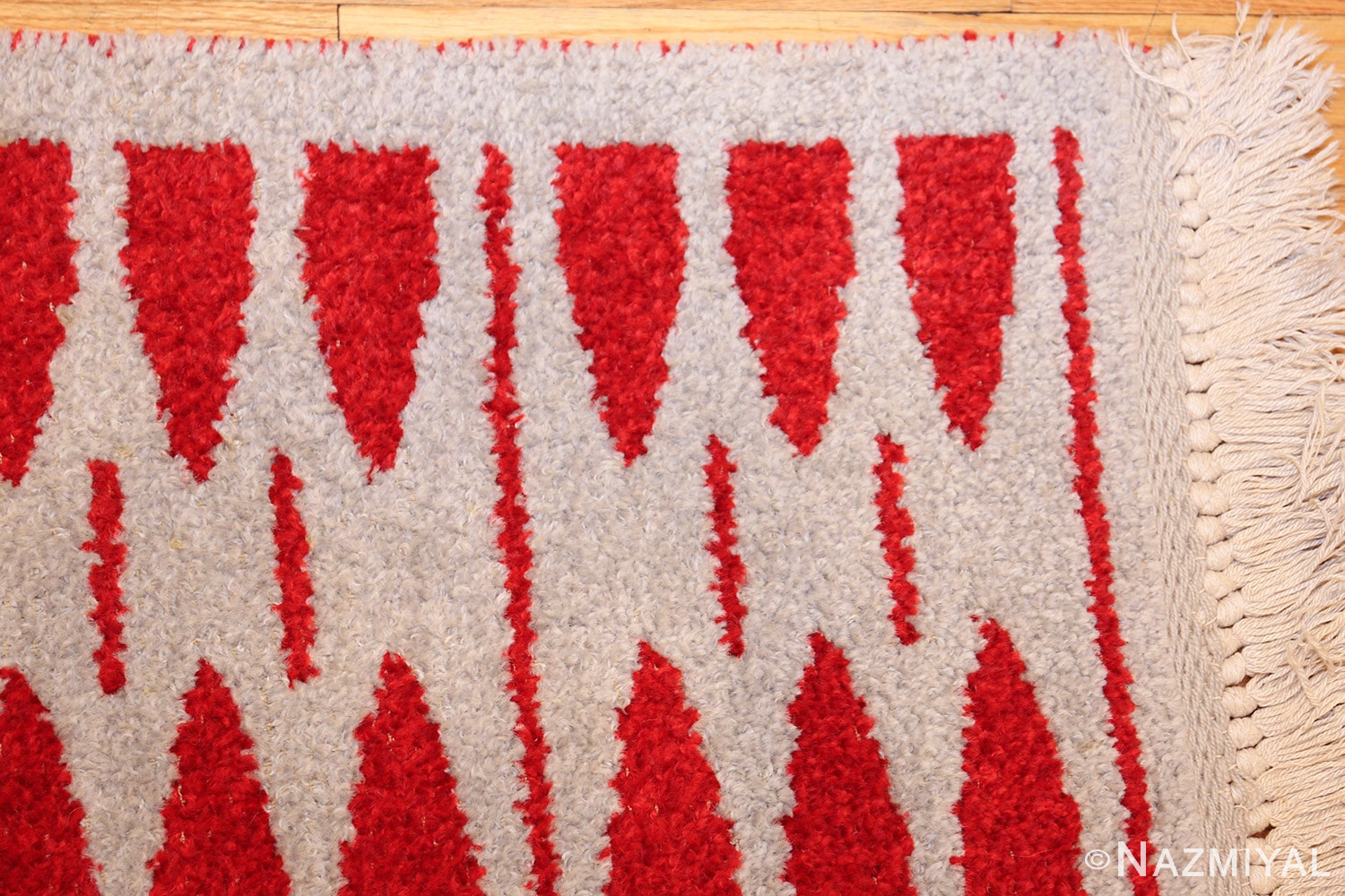 mid century vintage double sided swedish rug 47788 light corner Nazmiyal