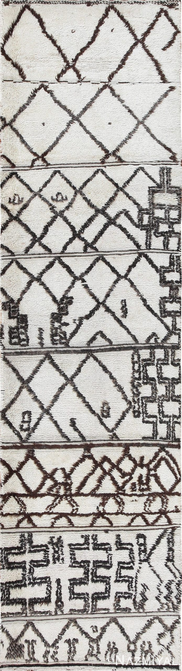 Vintage Beni Ourain Moroccan Runner Rug 47776 Nazmiyal Antique Rugs