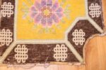 antique saffron yellow chinese saddle rug 47784 corner Nazmiyal