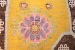 antique saffron yellow chinese saddle rug 47784 flower Nazmiyal