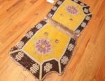 antique saffron yellow chinese saddle rug 47784 side Nazmiyal