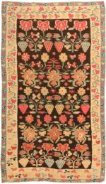 Floral Antique Romanian Bessarabian Kilim Rug #2121 by Nazmiyal Antique Rugs