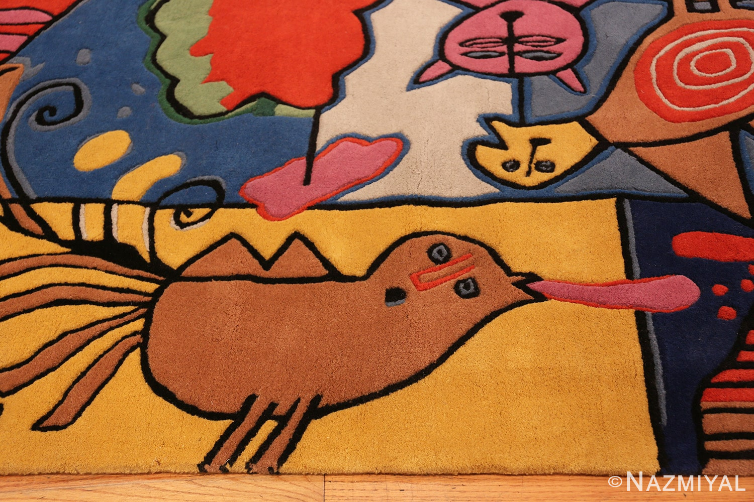 Border Vintage Scandinavian Dutch rug 48016 designed by Corneille from Nazmiyal collection