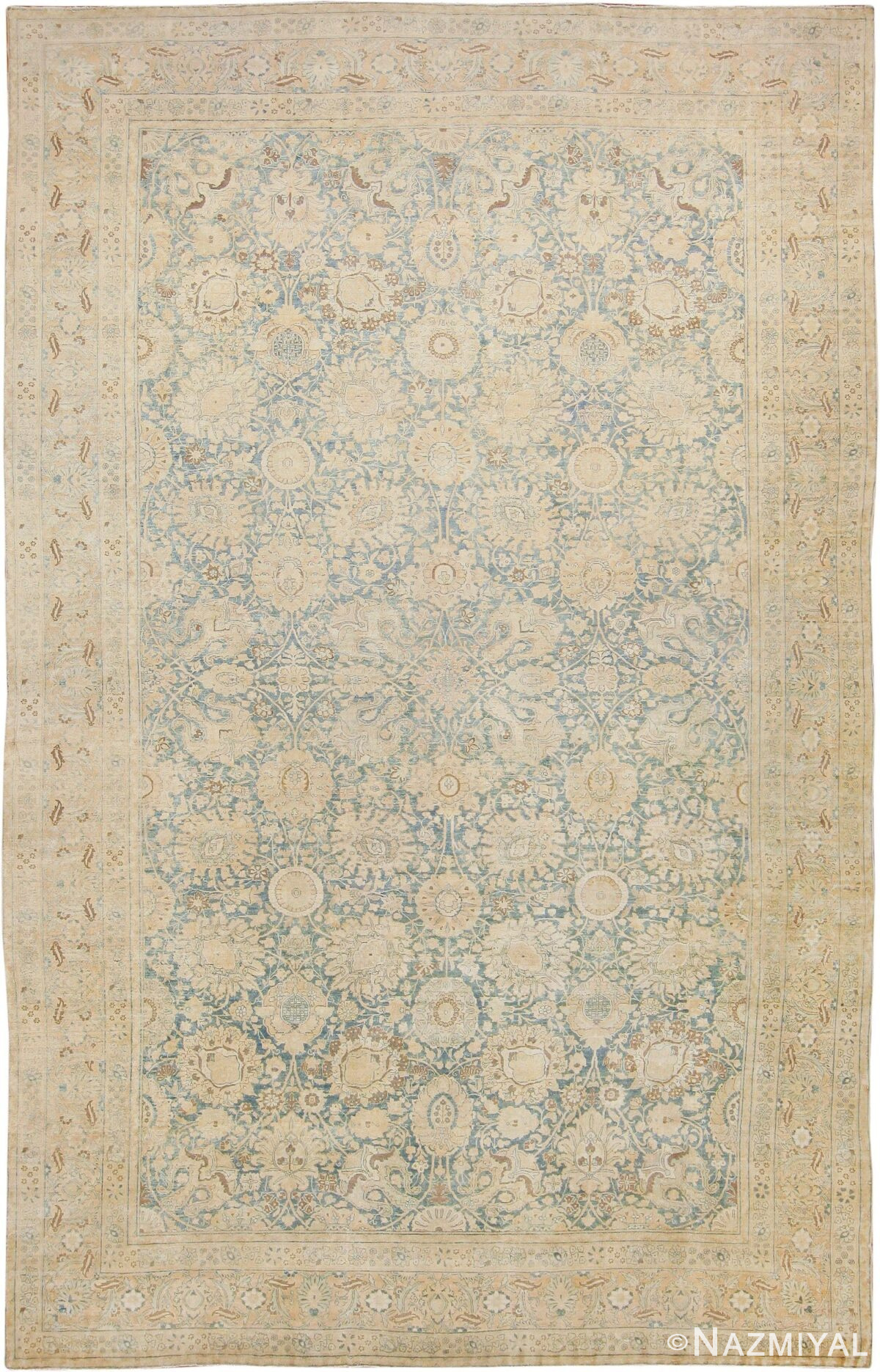 Large Antique Light Blue Persian Tabriz Rug 47326 Nazmiyal