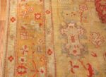 Tribal and Primitive Decorative Antique Turkish Oushak Rug 47260 Border Nazmiyal