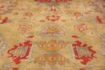 Tribal and Primitive Decorative Antique Turkish Oushak Rug 47260 Ivory Flowers Nazmiyal