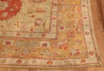 Tribal and Primitive Decorative Antique Turkish Oushak Rug 47260 Side Corner Nazmiyal