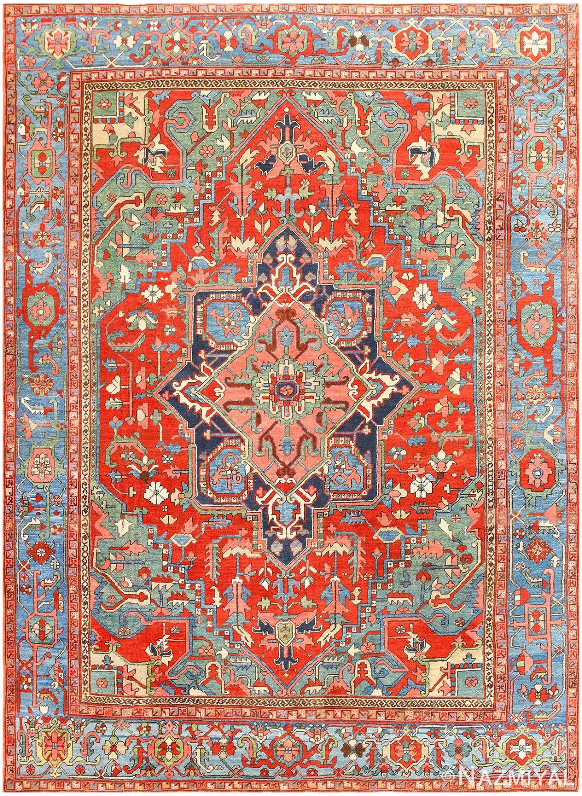 Antique Persian Heriz Rug 48005 Detail/Large View