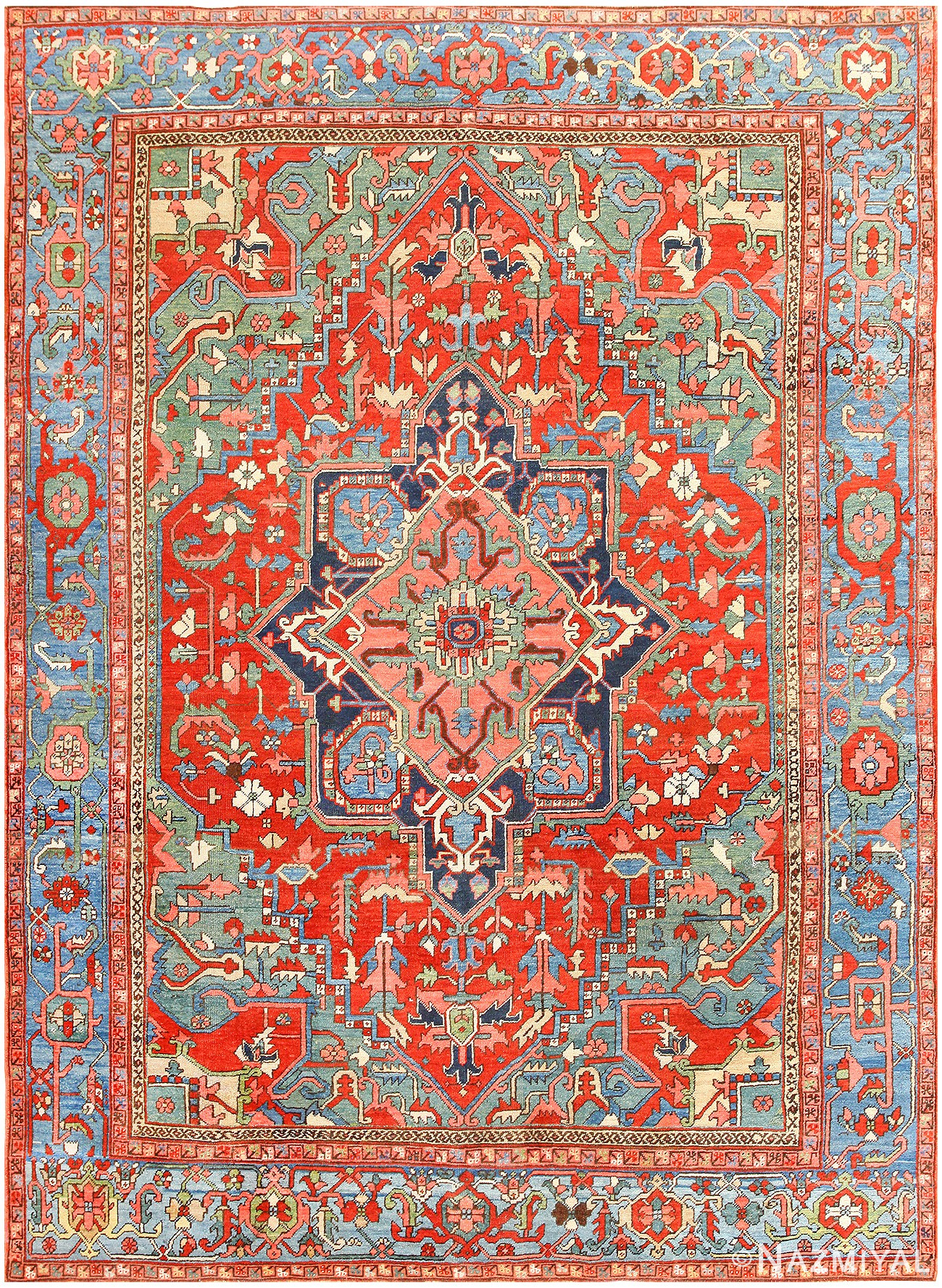 Antique Persian Heriz Rug 48005 Detail/Large View