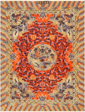 Antique Chinese Metallic Silk Rug 48129 Detail/Large View