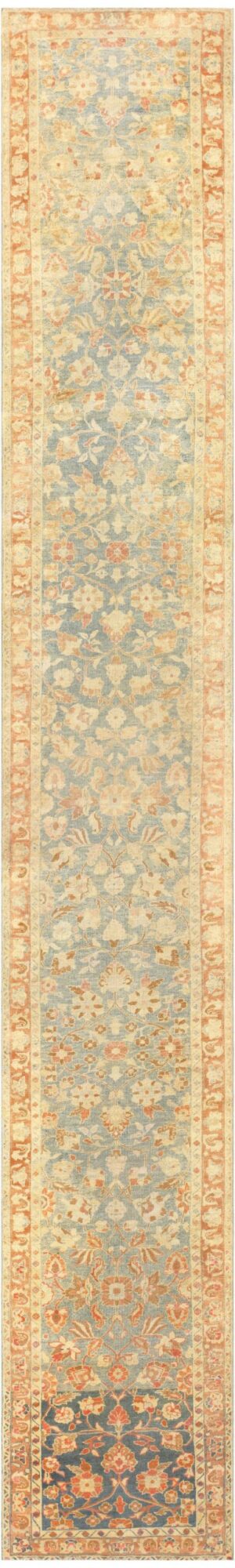 Light Blue Antique Persian Tabriz Runner Rug 47982 by nazmiyal