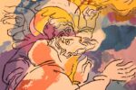 Detail Moses and burning bush Israeli tapestry Abraham Rattner Detail Moses and burning bush Israeli tapestry Abraham Rattner