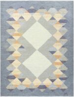 Blue Geometric Vintage Mid Century Modern Swedish Kilim Rug #48110 by Nazmiyal Antique Rugs