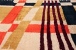 Vintage Swedish Rya Rug 48085 Slanted Lines Nazmiyal