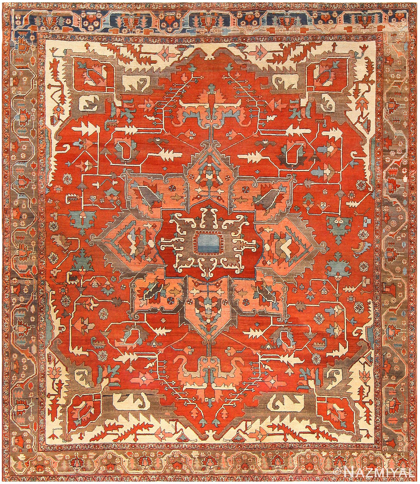 Antique Persian Heriz Serapi Rug 48055 Detail/Large View