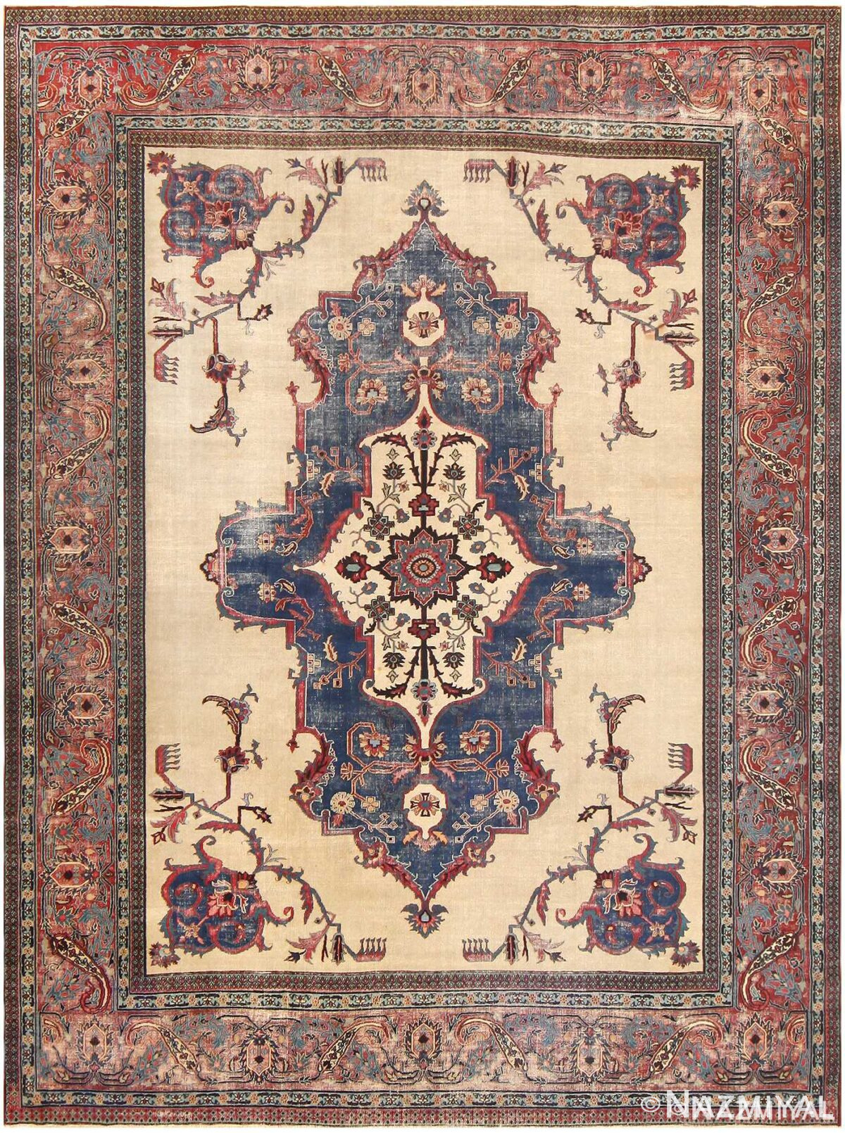Antique Shabby Chic Persian Khorassan Rug #48035 by Nazmiyal Antique Rugs