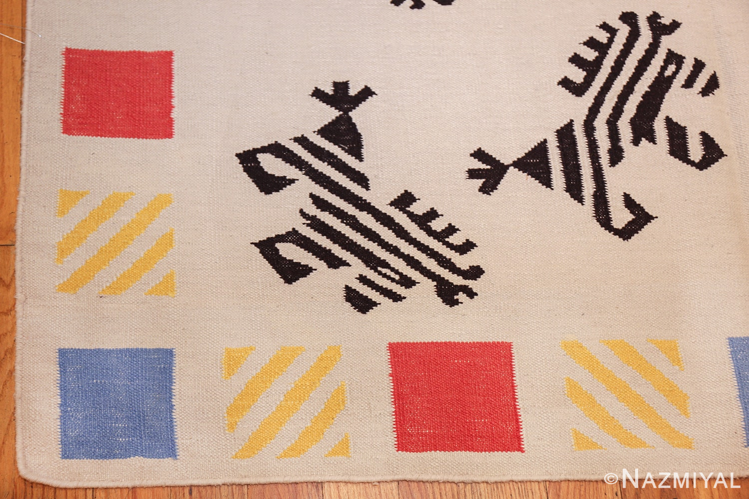 vintage swedish kilim rug 48115 corner Nazmiyal