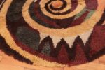 Border vintage round Swedish Rya rug 48193 by Nazmiyal
