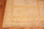 Corner decorative gold color Vintage silk Hereke runner prayer rug 48176 by Nazmiyal
