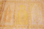 Detail decorative gold color Vintage silk Hereke runner prayer rug 48176 by Nazmiyal