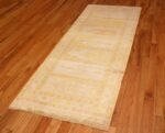 Full decorative gold color Vintage silk Hereke runner prayer rug 48176 by Nazmiyal