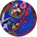 Vintage Round Corneille Rug 48201 Detail/Large View