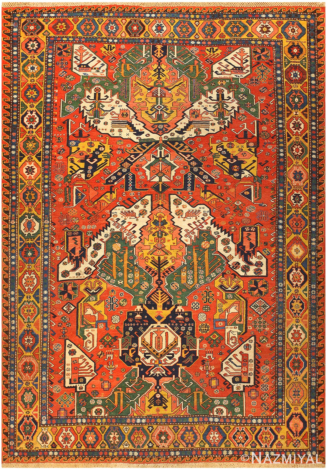 Antique Caucasian Soumak Rug 47273 Detail/Large View