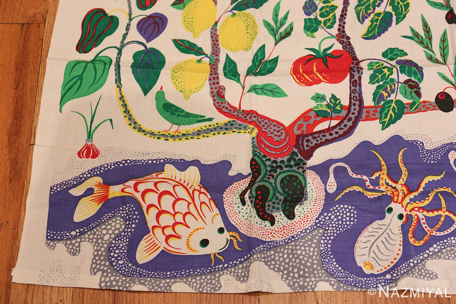 Corner vintage cotton Italian dinner textile design by Joseph Frank 48206 from Nazmiyal collection