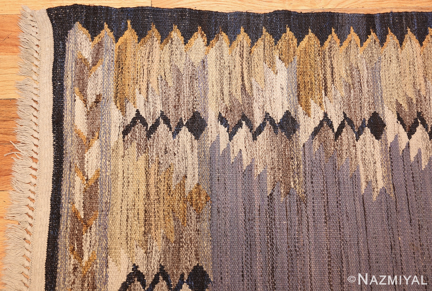 vintage swedish kilim 48200 corner Nazmiyal