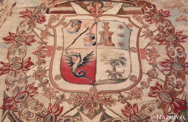 Antique Flemish Heraldic Tapestry of a Spanish Noble Admiral Antique Flemish Heraldic Tapestry of a Spanish Noble Admiral Nazmiyal