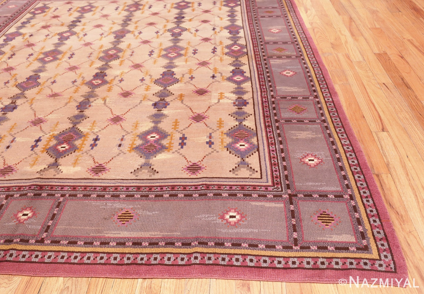 corner Vintage room size pile Scandinavian rug 48123 by Nazmiyal