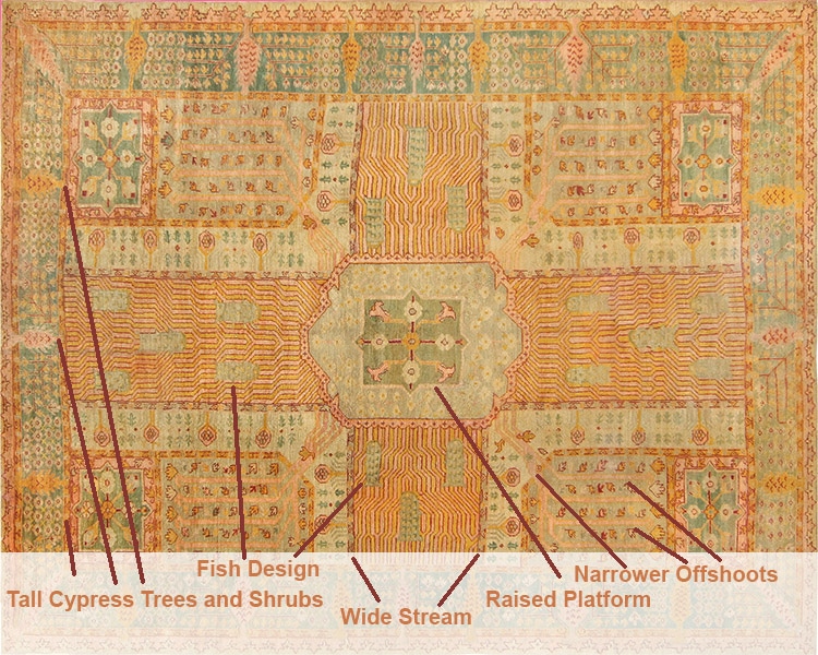 Antique Garden Design Rug Turkish Oushak Carpet by Nazmiyal